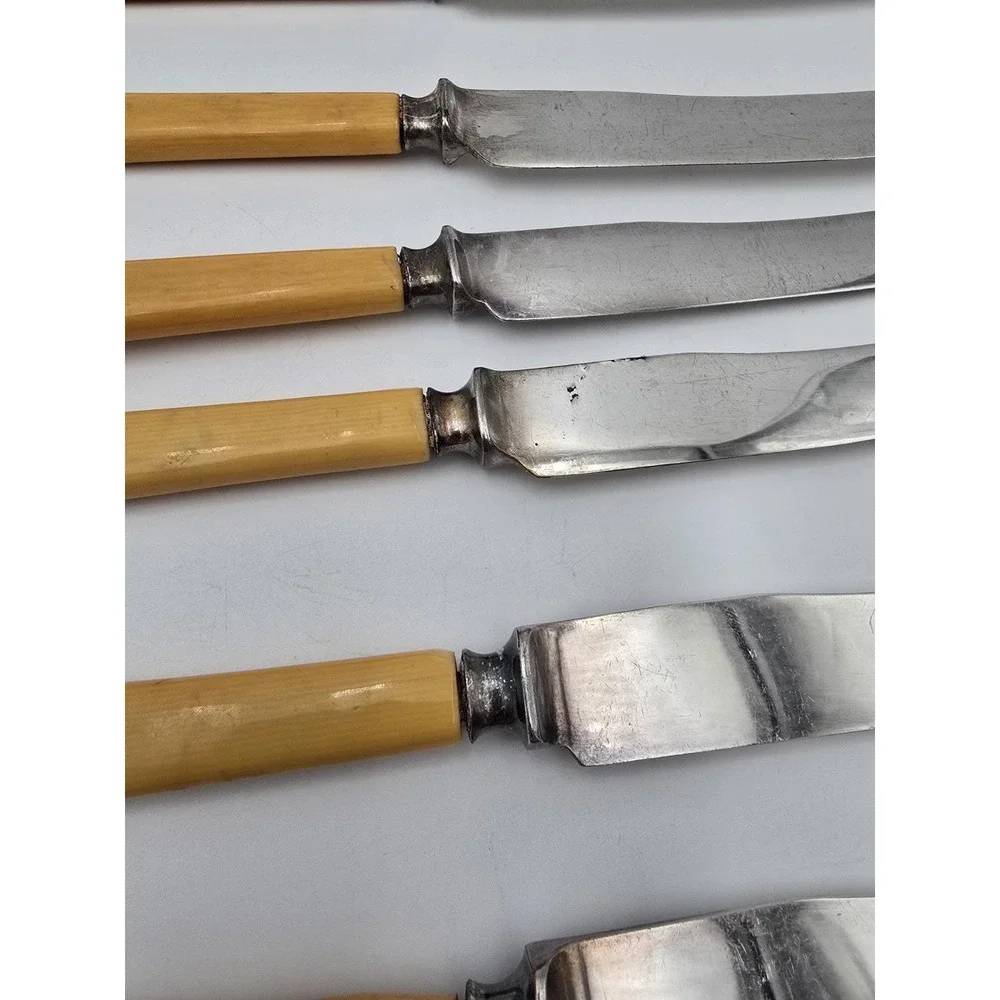 Silverplate Knives Celluloid Handles Set of 6 Vintage AS-IS Silver Plated